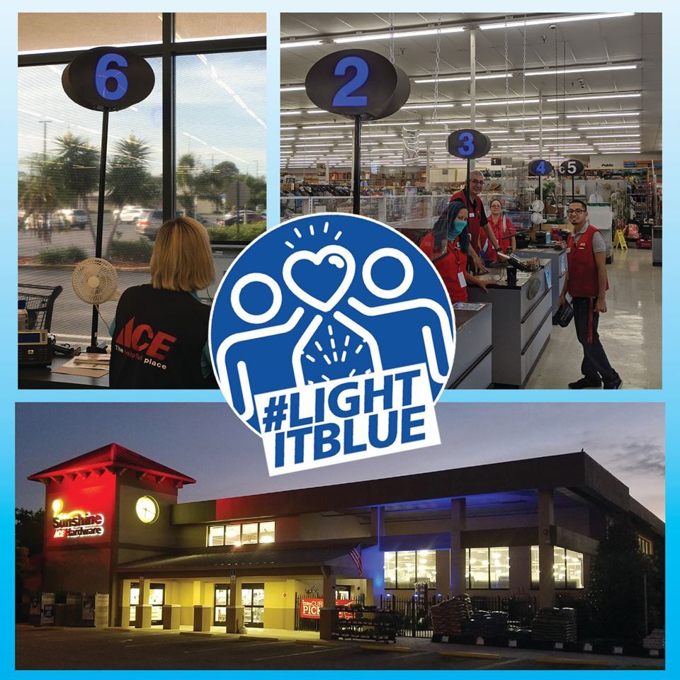 Sunshine Ace’s Light It Blue campaign supported first responders and healthcare workers.