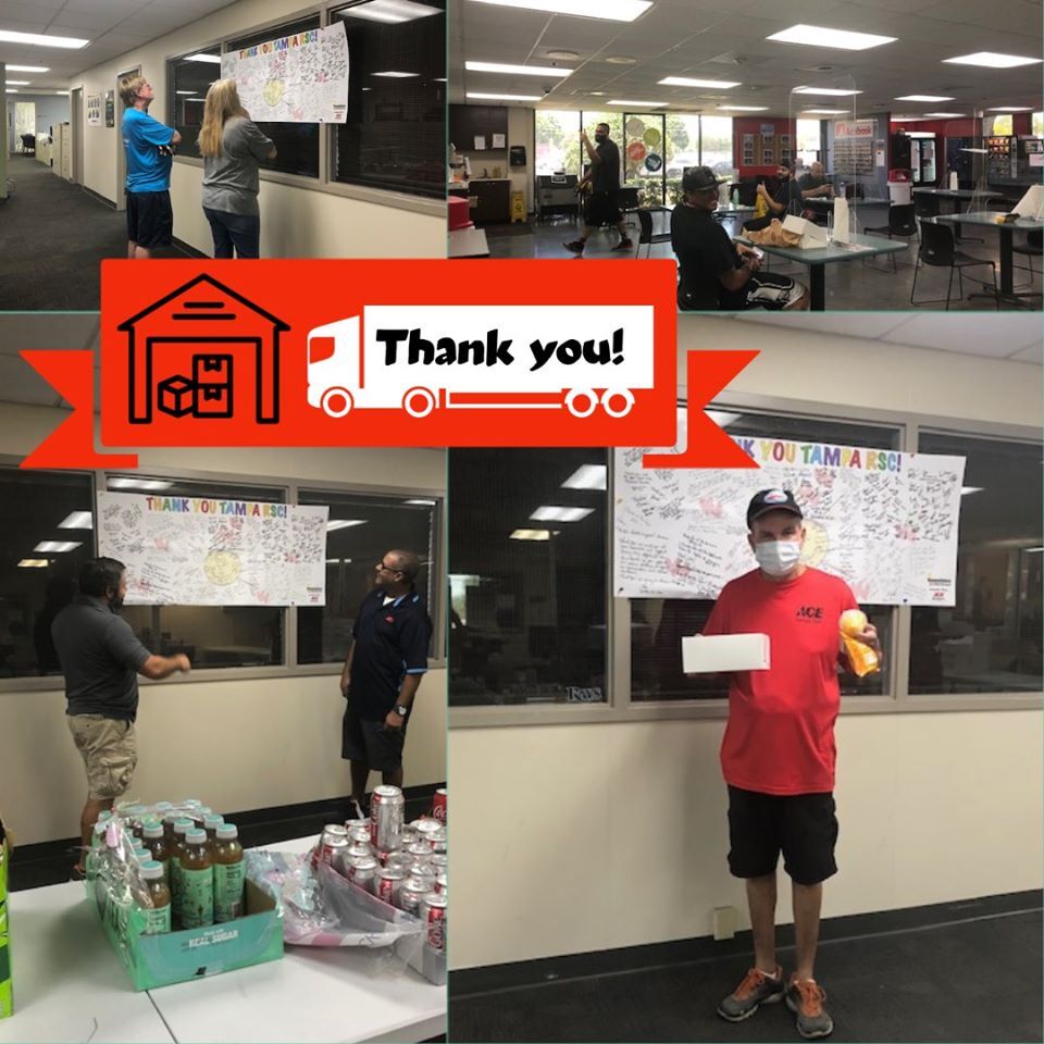 The team at Sunshine Ace showed appreciation for the hard work of Ace’s Retail Support Center in Tampa with a hand-signed thank you letter and by buying lunch for the entire RSC team.