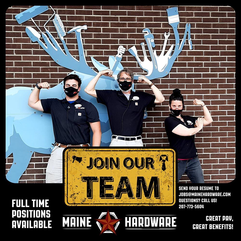 Maine Hardware in Portland, Maine, came up with a creative Facebook promotion to recruit new employees. Shown left to right: Rick Tucker, Paul Gross and Kristen Bisson.