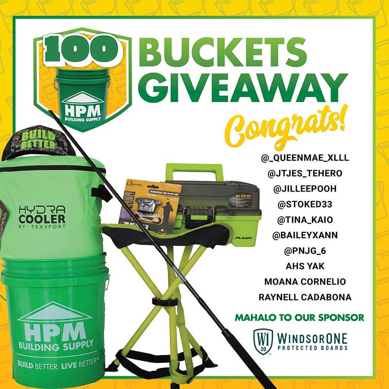 HPM is rewarding 100 customers with an HPM bucket, each filled with a $100 HPM gift card and $200 or more in sponsored gifts and/or merchandise. Ten lucky winners are announced every month from January through October. 