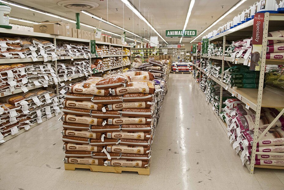 The core of the business is farm and ranch categories like animal feed.