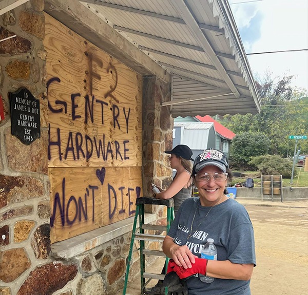 After the floodwaters in the wake of Hurricane Helene receded, Jeanne Caldwell Gentry, with the help of volunteers, began rebuilding Gentry Hardware in Hot Springs, N.C. 
