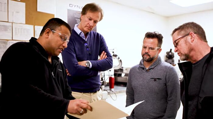 Smahlik (second from right) meets with Ettore team members to reinforce the company’s focus on consistent product performance, ensuring that every tool meets the same standard across professional and DIY use. 