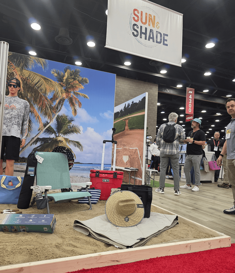 A prominent sun-and-shade display greeted retailers near the show floor entrance — a category Ace CEO John Venhuizen highlighted as part of the continued push toward everyday convenience and outdoor living solutions.