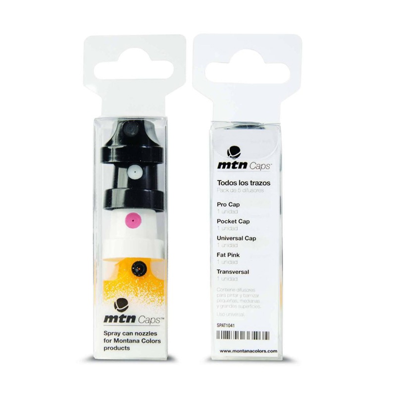 Montana Colors’ interchangeable caps highlight how targeted application accessories can build baskets alongside tape, plastic sheeting, sandpaper and prep supplies. 